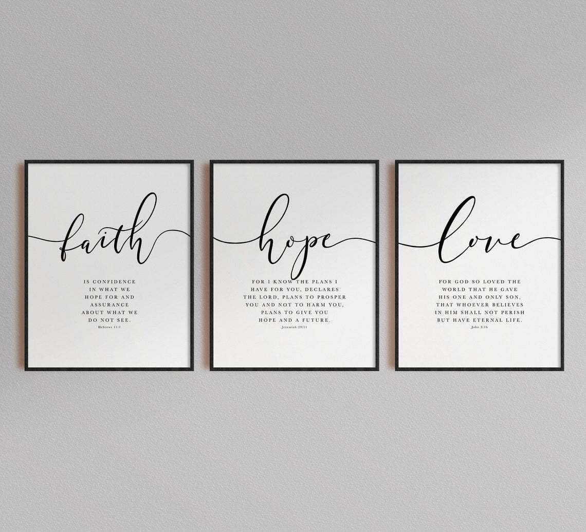 Handmade (Faith Hope Love) Bible Verse Canvas by Godisabove