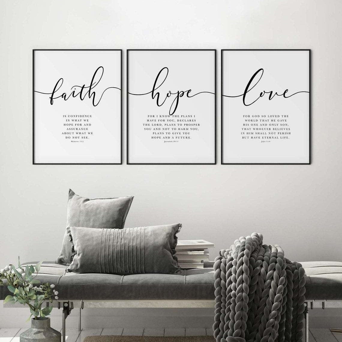 Handmade (Faith Hope Love) Bible Verse Canvas by Godisabove