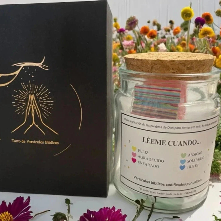 Tarro de Versiculo Bíblico (90 Días) | Hecho a mano (Viene con caja de regalo cristiana)