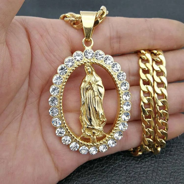 Handmade Virgin Mary Pendant in Stainless Steel by Godisabove™