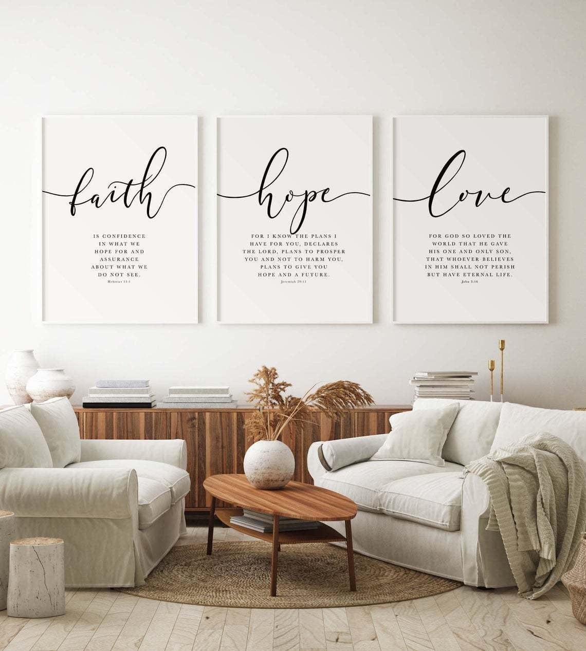 Handmade (Faith Hope Love) Bible Verse Canvas by Godisabove