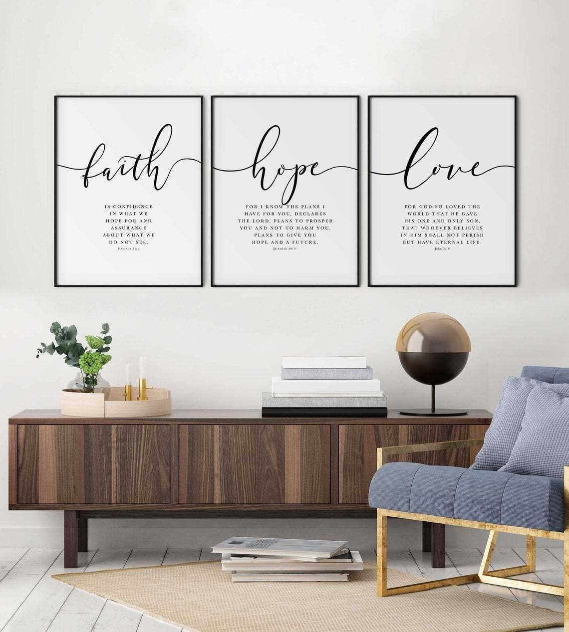 Handmade (Faith Hope Love) Bible Verse Canvas by Godisabove